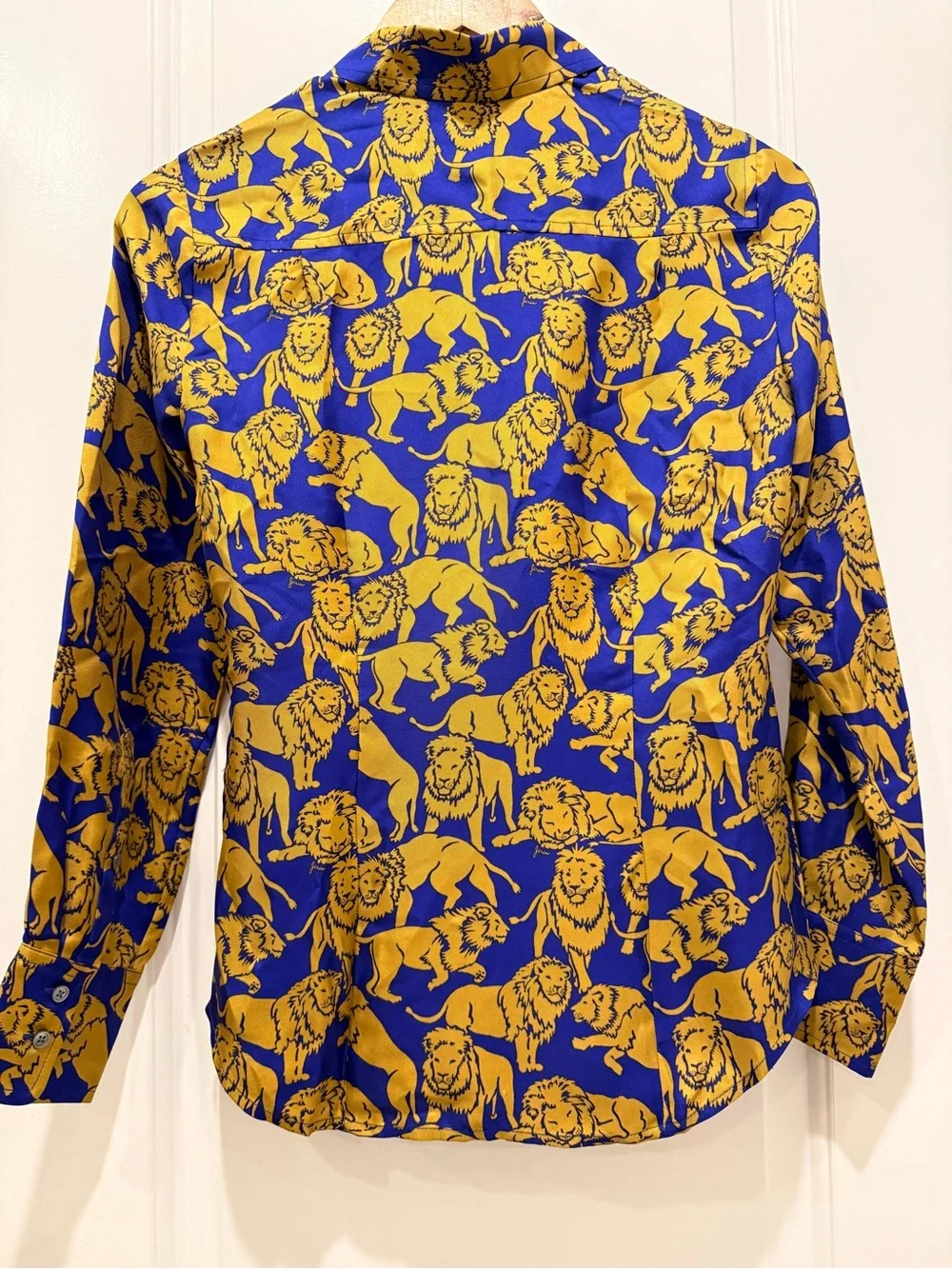 J. Crew Collection Silk Sleepy Lion Button Down Shirt